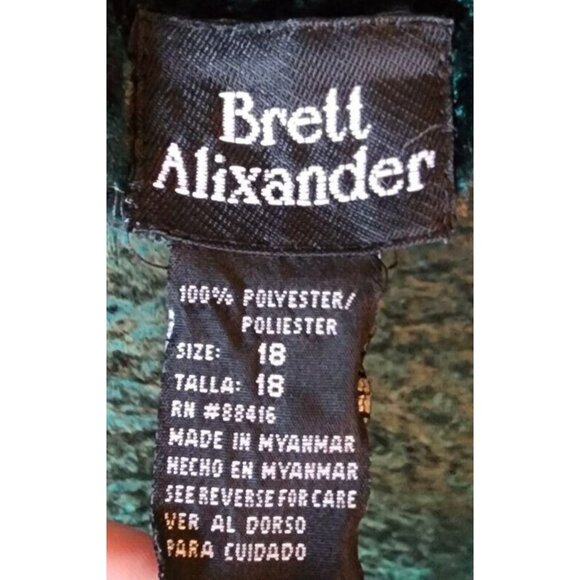 Vtg Brett Alixander Long Sleeve Strappy Back Maxi Dress Green Crushed Velvet 18 - Picture 9 of 13